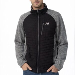 New Balance Full Zip Fleece Jacket Men Size L Black Gray
